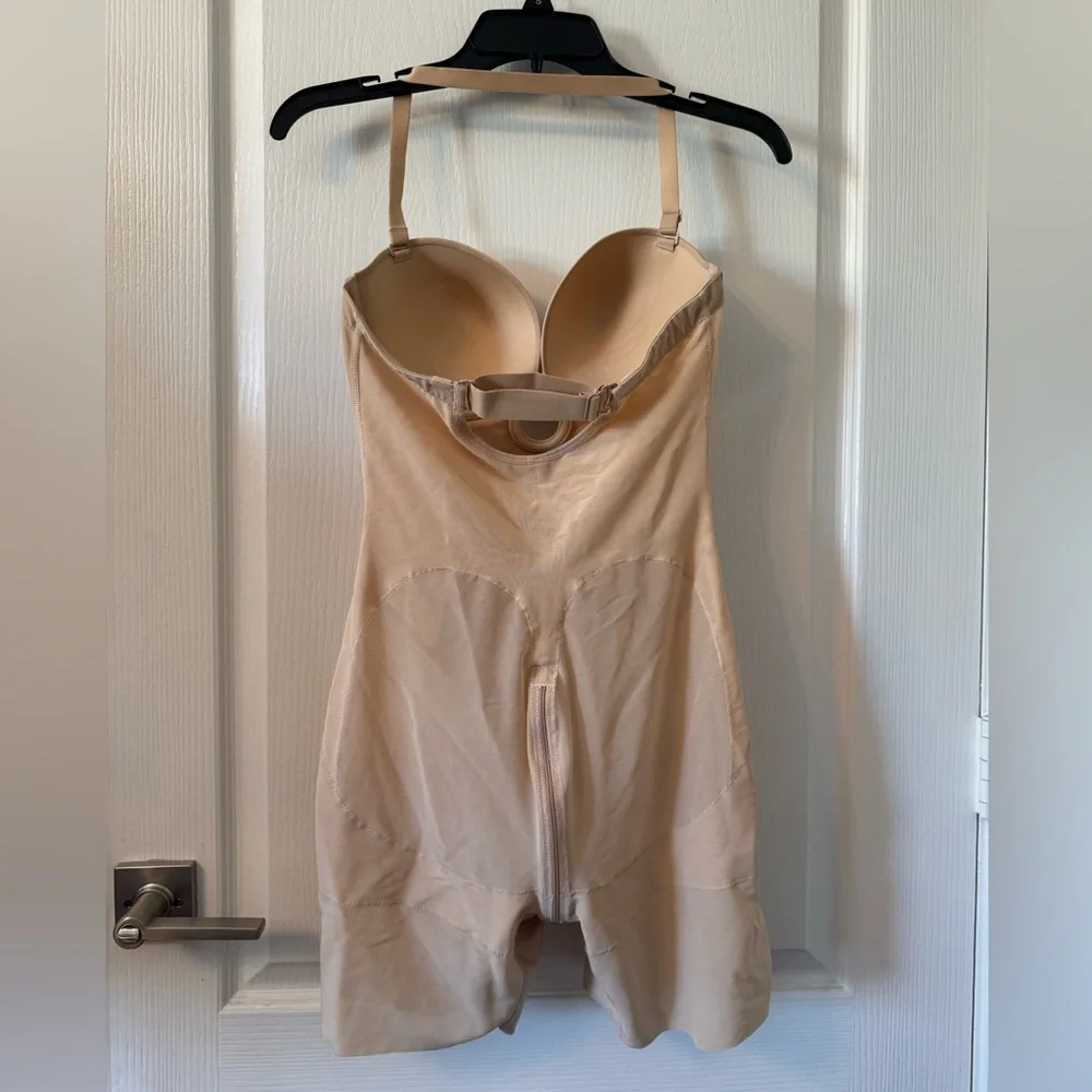 SHAPELLX Shapewear Deep Plunge Corset Tummy Control Backless Bodysuit Beige S - Picture 3 of 10